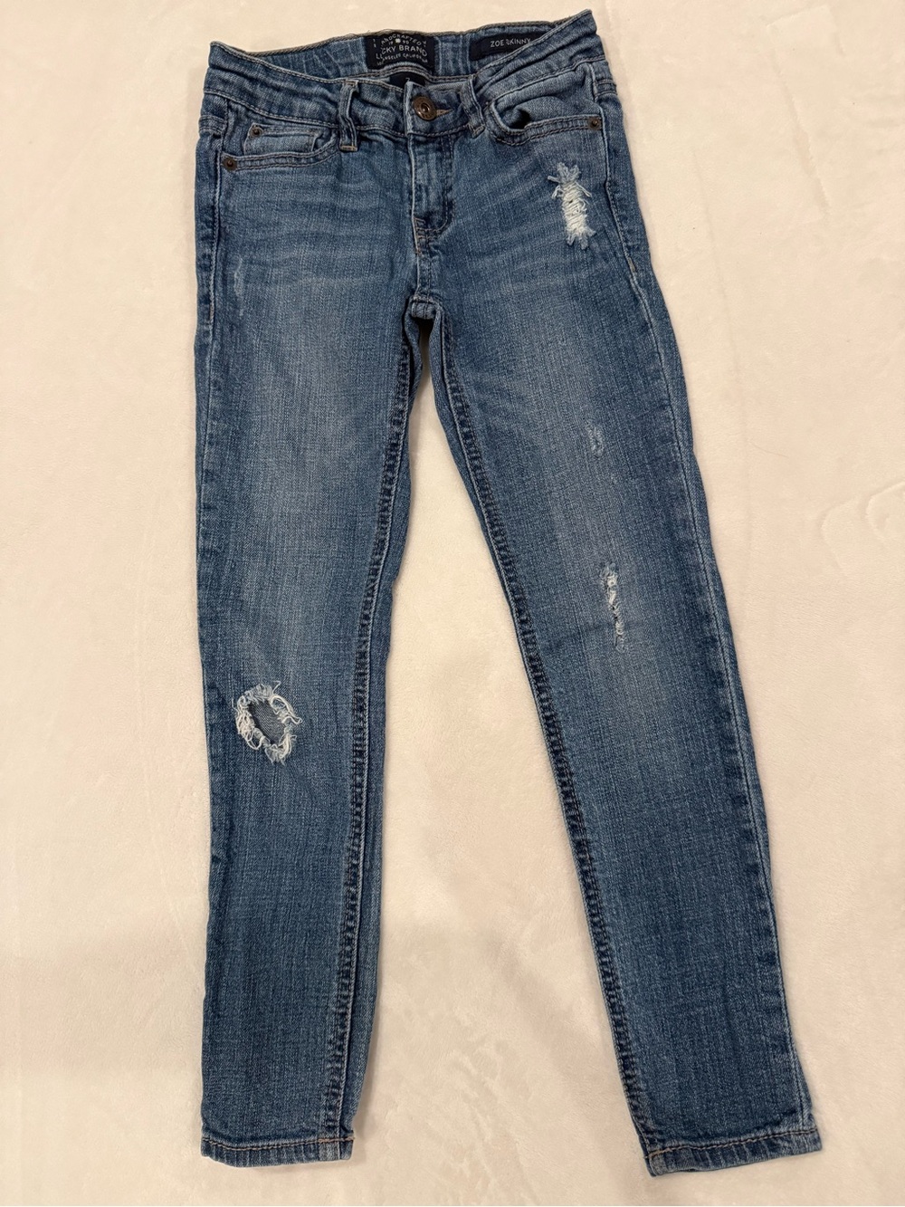 Lucky Brand Girls Blue Distressed Skinny Jeans Adjustable Waist Super Cute Jeans